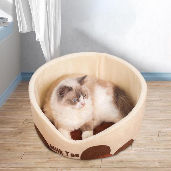 柔らかいぬいぐるみ猫ベッド滑り止め取り外し可能と洗える猫の巣クッションペットベッド