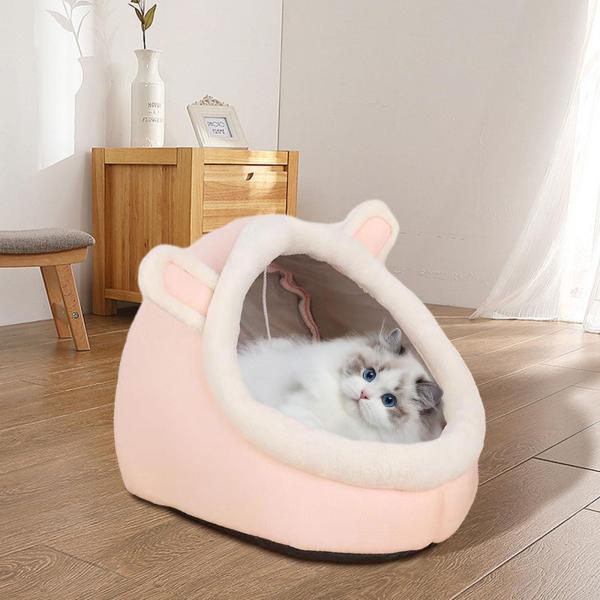 猫ベッド 洞窟ハウステント ソフトネスト ペットベッド モルモット小型犬 犬用 ピンク 30cmx30cmx28cm