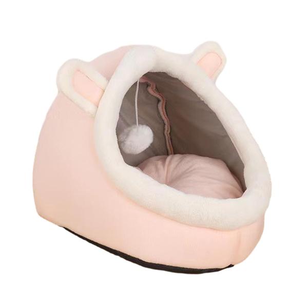 猫ベッド 洞窟ハウステント ソフトネスト ペットベッド モルモット小型犬 犬用 ピンク 30cmx30cmx28cm