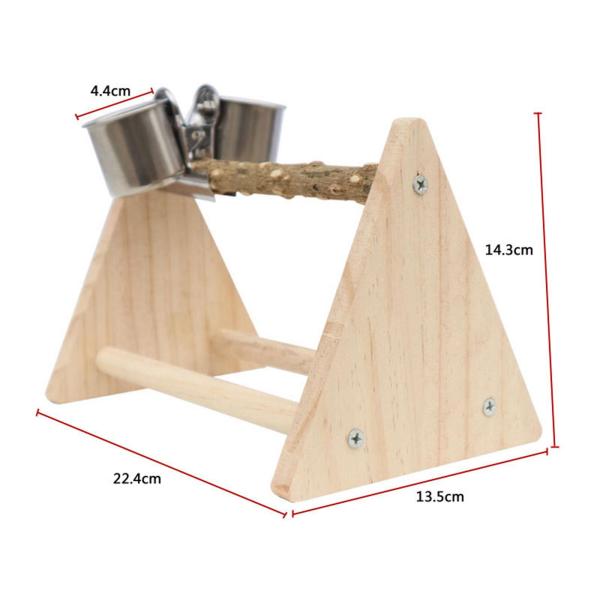 オウム遊び用木製スタンド トレーニングテーブル プレイスタンド インコ フィンチ カナリア用 カップ付き