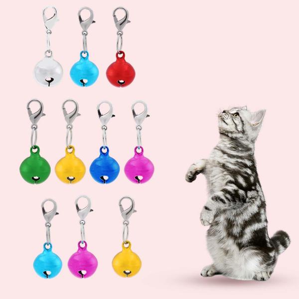 10個の猫ネックレスベル、ペットネックレスベル、ドアベル銅吊り鐘、子猫用犬ネックレスベルチャームペンダントベル、DIYクラフト