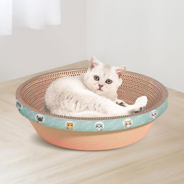 段ボール猫スクラッチャーベッドボウル研削爪スクラッチパッド巣ペット用品猫パターン 45 センチメートル
