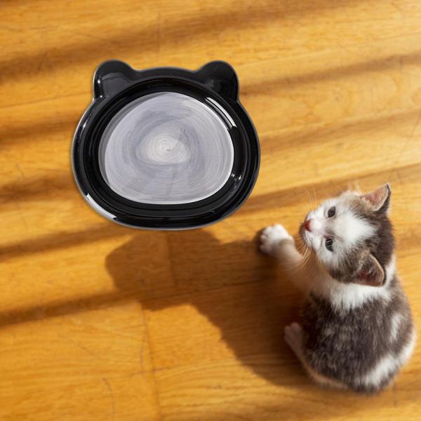 セラミック猫ボウル 餌と水用 滑り止め ポータブル 安定した ペットフードボウル クマ L