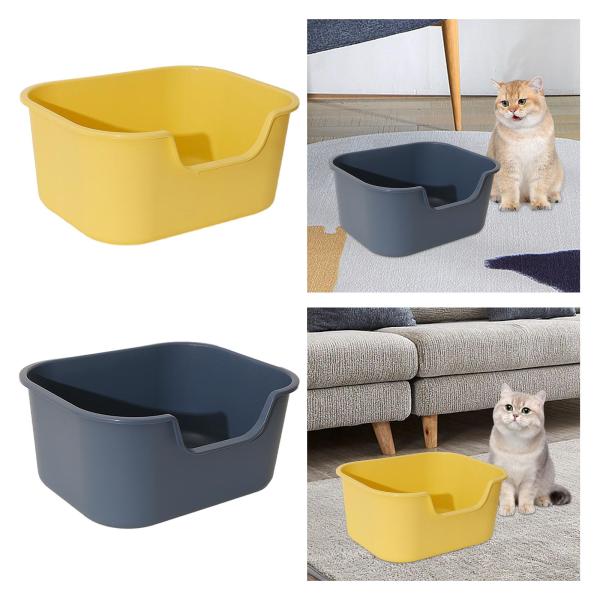 オープントイレ子猫トイレ防沫ポータブル猫トイレ小型ペット用イエロー
