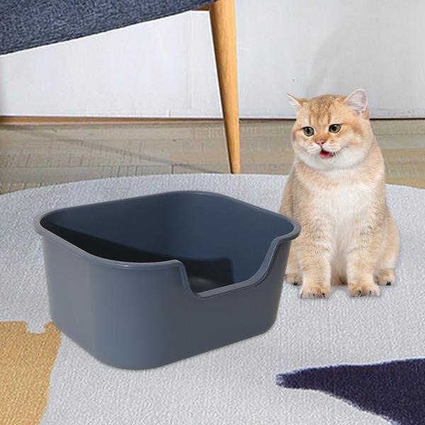 オープントイレ子猫トイレ防沫ポータブル猫トイレ小型ペット用グレー