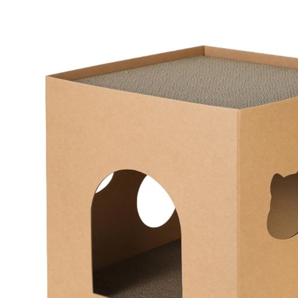 猫ボックス 猫ベッド ダンボール 猫用ダンボール箱 室内小動物用 ウサギ ブラウン S