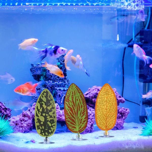 3x 人工水族館の葉植物ベタハンモックベッドリーフ休息用の生息地をシミュレート水族館風景水槽の葉