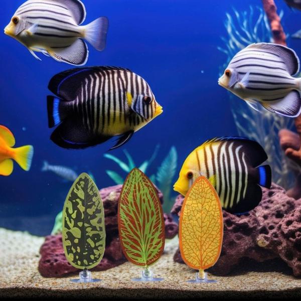 3x 人工水族館の葉植物ベタハンモックベッドリーフ休息用の生息地をシミュレート水族館風景水槽の葉