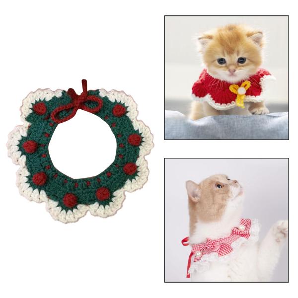 猫の首輪かぎ針編みよだれかけ、小中女の子男の子猫と犬用 S スタイル A
