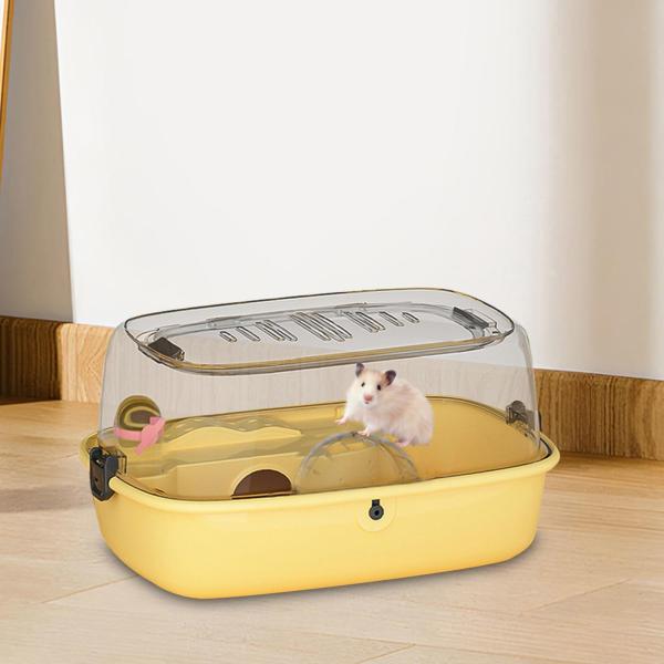 大型ハムスターケージポータブル換気生息地小動物バニーラットイエロー高級モデル