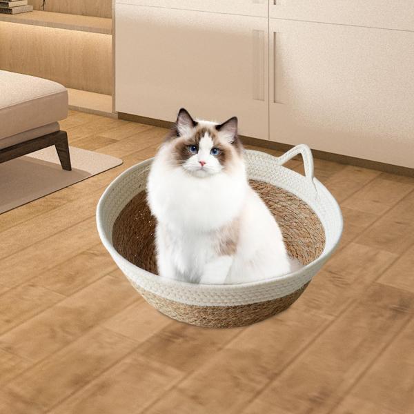 猫用ベッドバスケット 洗える耐久性のある家具保護猫と小型犬用 L