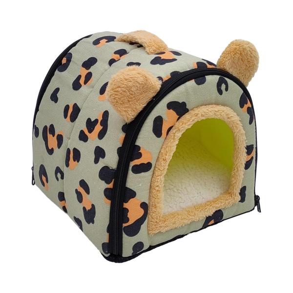 折りたたみ式ペットハウス 犬用ベッド 小型犬用 コンバーチブル 洗えるクッション付き グリーン 26x26x26cm