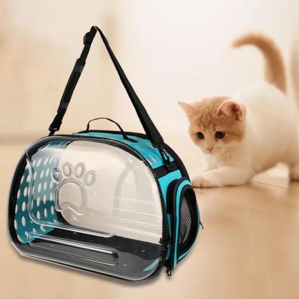 透明猫キャリア ペット バブルバッグ 散歩用 子猫 中小型犬 ブルー S