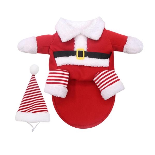 ペットのクリスマス衣装、サンタ帽子付き、かわいいサンタクロースの服、小型・中型犬・猫に適しています。｜stk-shop｜02
