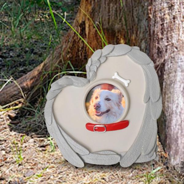 犬記念墓石 ハート型 ペットメモリアルストーン ガーデンパティオ用 芝生スタイル D