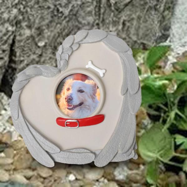 犬記念墓石 ハート型 ペットメモリアルストーン ガーデンパティオ用 芝生スタイル D