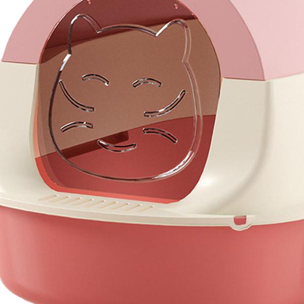 フード付き猫トイレ 蓋付きサンドボックス 完全密閉型猫トイレ 特大 ピンク