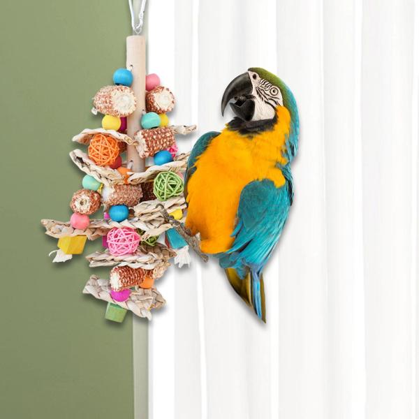 鳥の噛むおもちゃユニークなオウムのおもちゃセキセイインコアフリカヨウムカナリア 31 センチメートル x 14 センチメートル