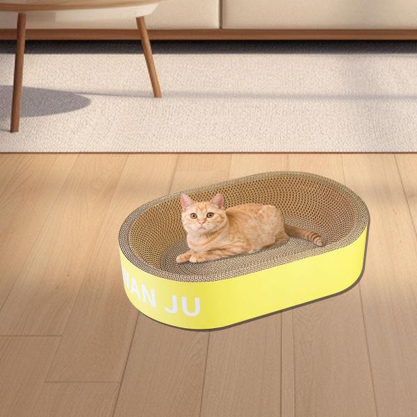 猫用爪とぎオーバルベッドラウンジ 丈夫な猫用爪とぎボード S