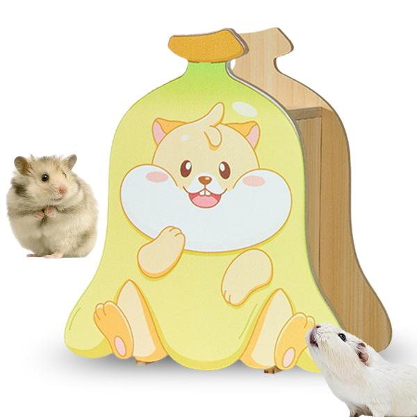 木製ハムスターハウス 隠れ家 小動物用小屋 チンチラ ハムスター レミング スタイル C