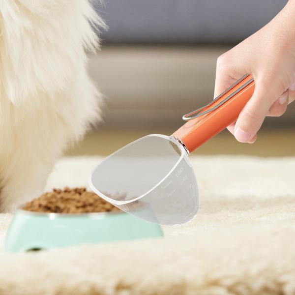犬用計量カップ ツール アクセサリー 多用途 スケール付き 猫用スペード 猫 犬 オレンジ