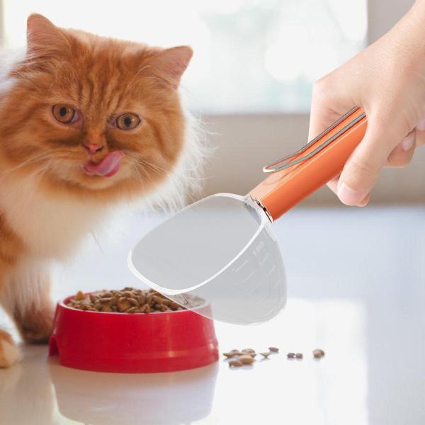 犬用計量カップ ツール アクセサリー 多用途 スケール付き 猫用スペード 猫 犬 オレンジ