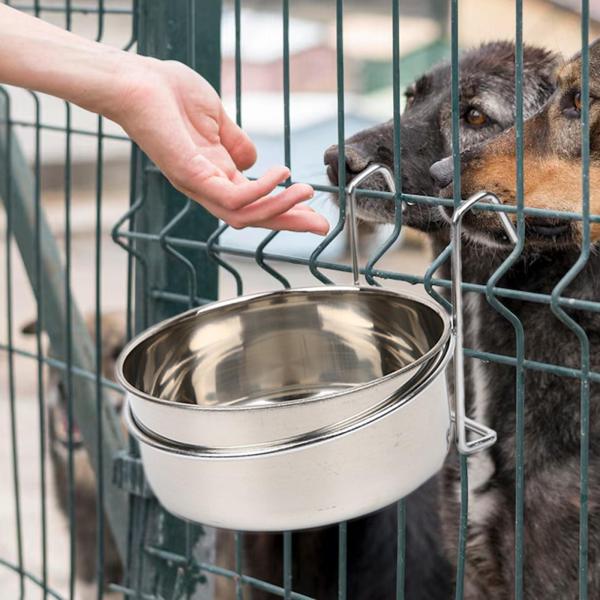 ステンレススチール製犬用ボウル 小型・中型犬用 犬用ケージ 子犬用 直径16CM