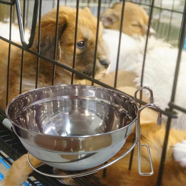 ステンレススチール製犬用ボウル 小型・中型犬用 犬用ケージ 子犬用 直径20CM