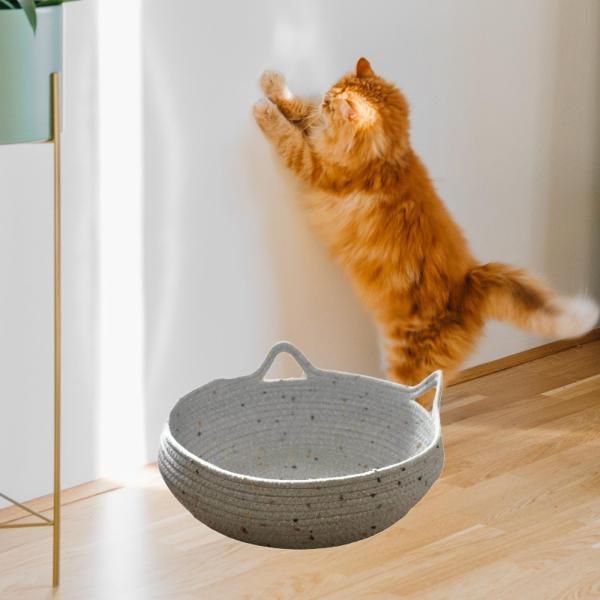 ロープ編み猫ベッドバスケットグラインドクローペット用品耐摩耗性ペットベッドクッションなし