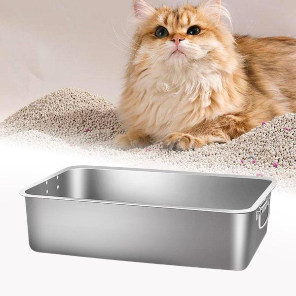 オープントップペット用トイレボックス ペット用品 室内猫用 ハンドル付き 猫用トイレ 40x30x10cm