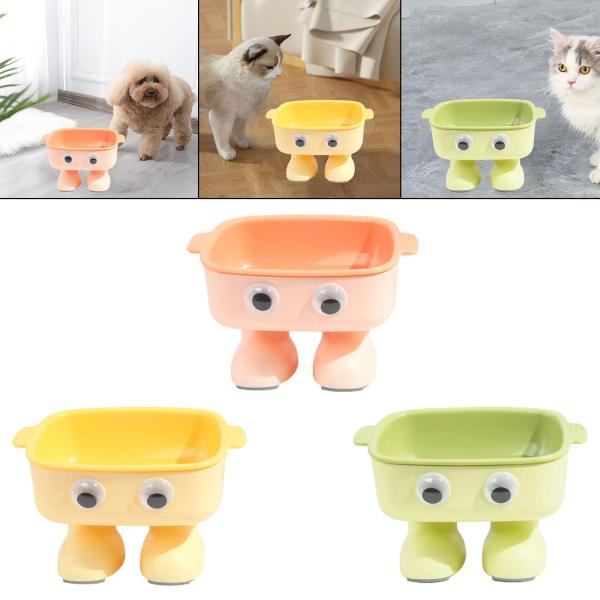 高さのある猫用ボウル 猫用給餌ボウル お手入れ簡単 ロボット型フード皿 猫用食器 水飲みボウル 子犬 子猫 小型犬用 傾斜付き , ピンク