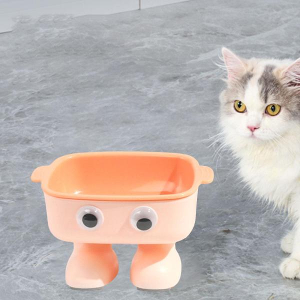 高さのある猫用ボウル 猫用給餌ボウル お手入れ簡単 ロボット型フード皿 猫用食器 水飲みボウル 子犬 子猫 小型犬用 傾斜付き , ピンク