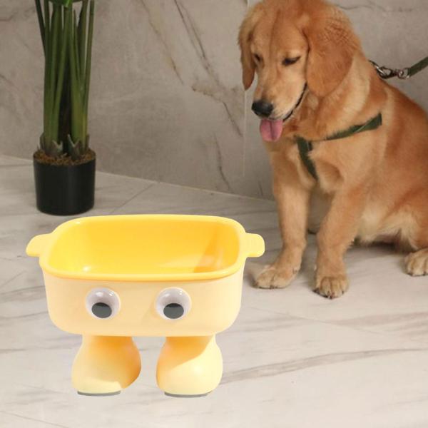 高さのある猫用ボウル 猫用給餌ボウル お手入れ簡単 ロボット型フード皿 猫用食器 水飲みボウル 子犬 子猫 小型犬用 傾斜付き , 黄色