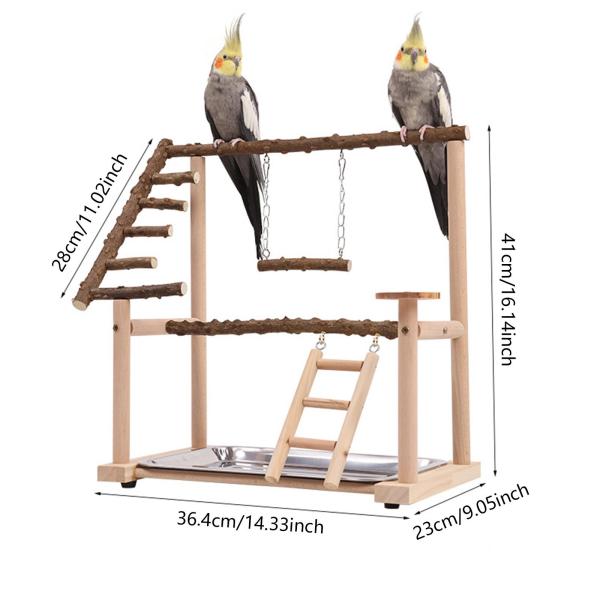 オウム鳥木製プレイスタンド、鳥かご遊び場プレイジムインコベビーサークルはしご、鳥の運動おもちゃ