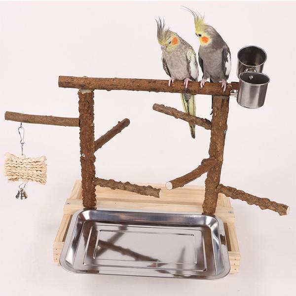 鳥遊び場 鳥遊びスタンド 木製 オウム止まり木 プレイスタンド インコ用 鳥遊びジムスタンド コンゴウインコ ラブバード アクティビティおもちゃ