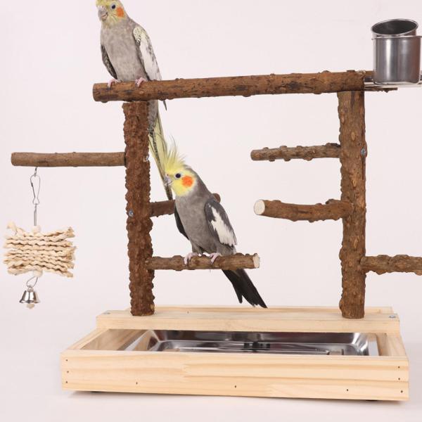 鳥遊び場 鳥遊びスタンド 木製 オウム止まり木 プレイスタンド インコ用 鳥遊びジムスタンド コンゴウインコ ラブバード アクティビティおもちゃ
