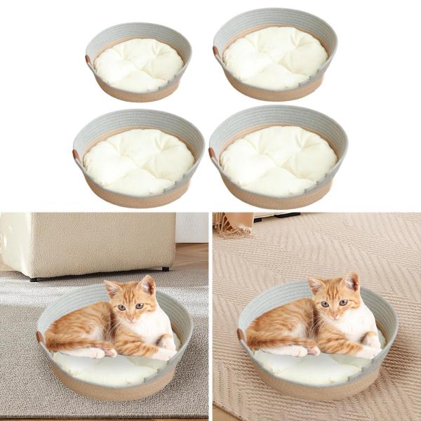 猫用ベッドバスケット クッション付き 持ち運び可能 爪研ぎ 家具保護 S