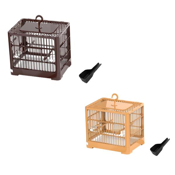鳥かご 折りたたみ式 フードボウル付き オウムケージ フィンチ オカメインコ セキセイインコ用 ブラウン