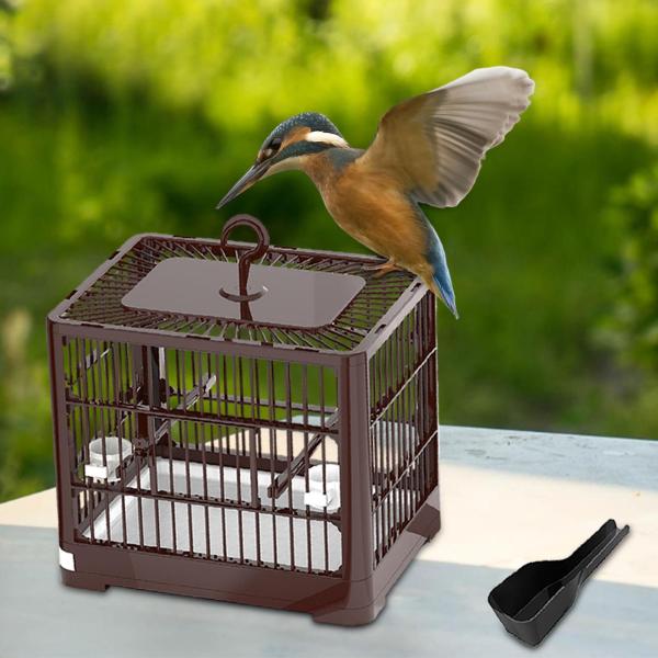 鳥かご 折りたたみ式 フードボウル付き オウムケージ フィンチ オカメインコ セキセイインコ用 ブラウン
