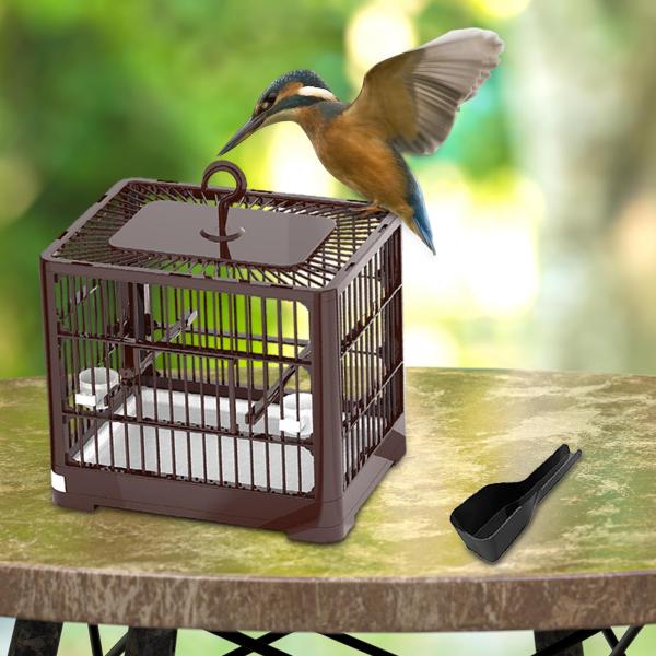 鳥かご 折りたたみ式 フードボウル付き オウムケージ フィンチ オカメインコ セキセイインコ用 ブラウン