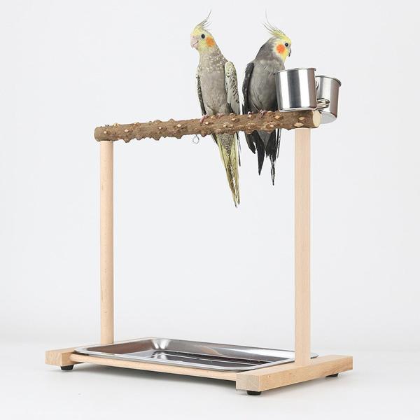 木製 オウム  スタンド 鳥 遊び スタンド ポータブル アクティビティ おもちゃ 鳥かご  鳥 木製 エクササイズ  ジム 