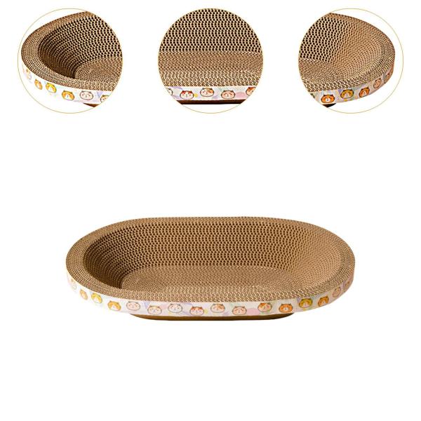 楕円形の段ボール製猫用爪とぎベッドボウル 猫用ラウンジベッド 家具プロテクター用 特大