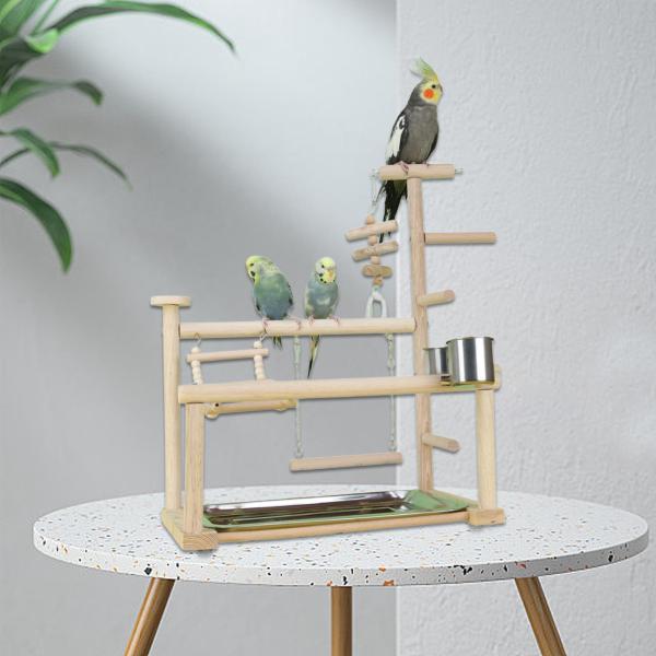 木製オウム鳥遊び場、鳥のおもちゃ用品鳥かごアクセサリー、鳥のトレーニングスタンド鳥遊び場、