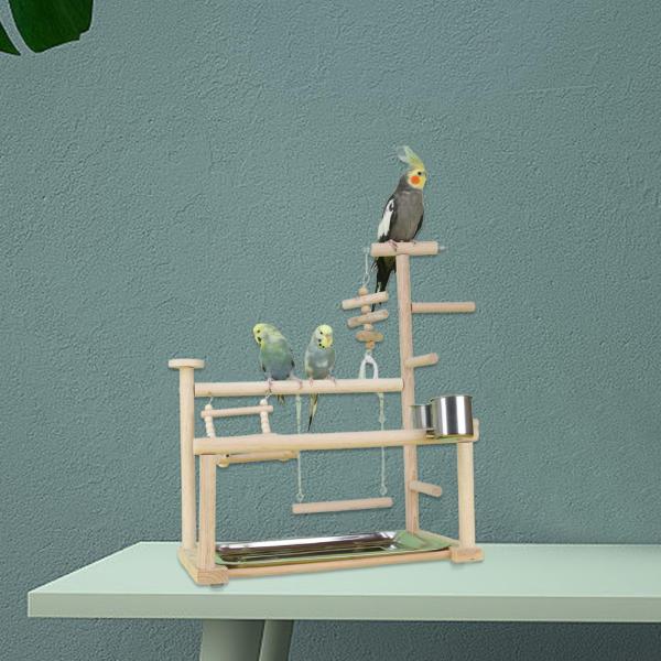 木製オウム鳥遊び場、鳥のおもちゃ用品鳥かごアクセサリー、鳥のトレーニングスタンド鳥遊び場、