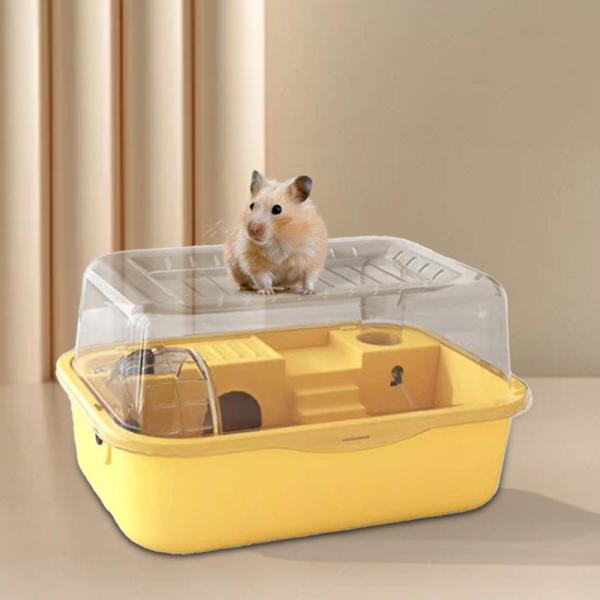 大型ハムスターケージ 開閉式トップ アクリルハムスター囲い マウス 小動物 黄色