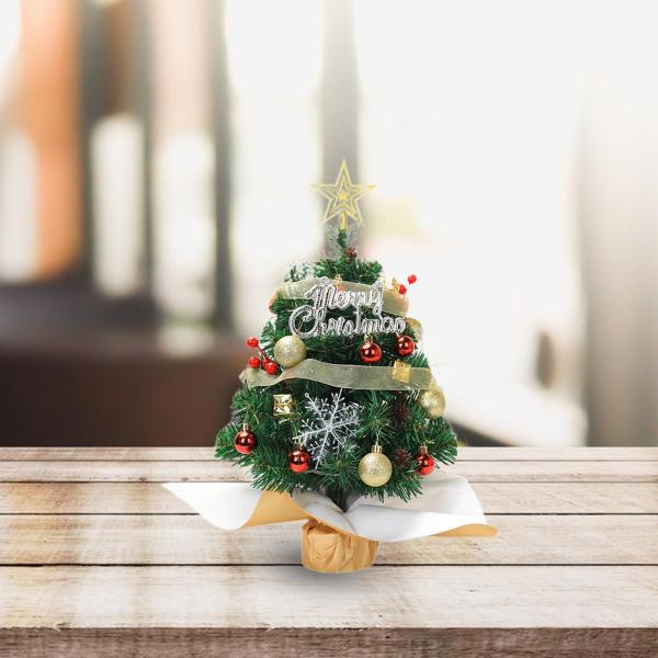 卓上ミニクリスマスツリー ミニチュアクリスマスツリー オフィス 屋内 家庭用 45cm グリーン