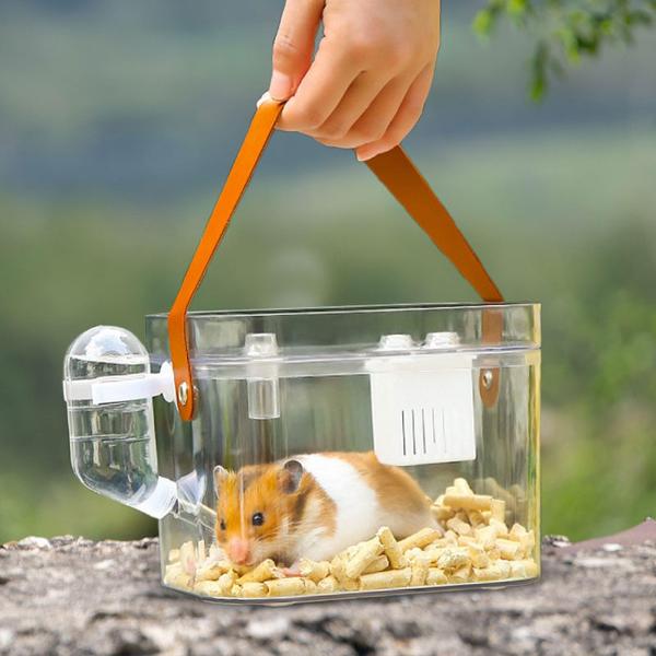 ハムスターキャリアケージ ソリッド 小動物用キャリーケース モルモット マウス用 ハンドル付き