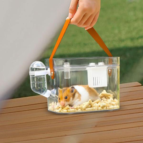 ハムスターキャリアケージ ソリッド 小動物用キャリーケース モルモット マウス用 ハンドル付き