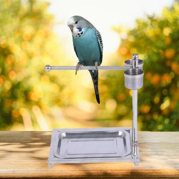 鳥用スタンド 取り外し可能な2つの給餌カップ付き セキセイインコ ゴシキセイインコ フィンチ用 30cmx22cmx36cm