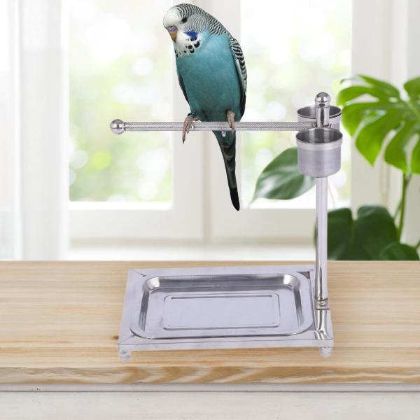 鳥用スタンド 取り外し可能な2つの給餌カップ付き セキセイインコ ゴシキセイインコ フィンチ用 30cmx22cmx36cm